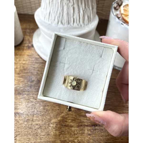 Güneş Motifli Vintage Yüzük I Çelik