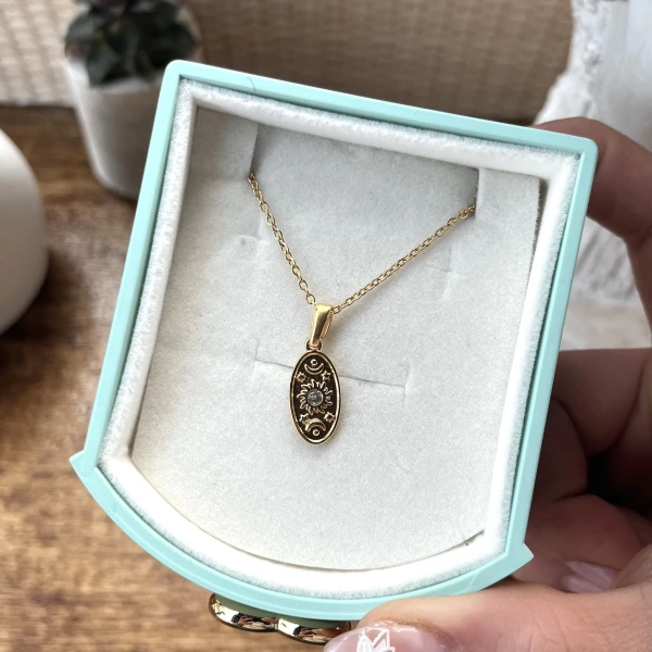 Minimal Oval Güneş Kolye I Çelik