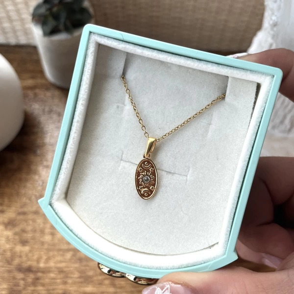 Minimal Oval Güneş Kolye I Çelik