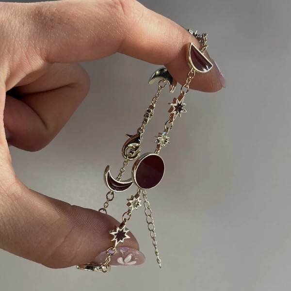 Bordo Taşlı Çoklu Bileklik I Xuping