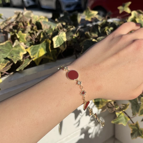 Bordo Taşlı Çoklu Bileklik I Xuping