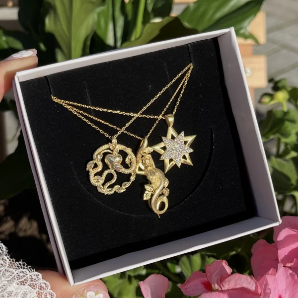Siren, Yıldız ve Yılan Kolye Kombini I 925 Gümüş
