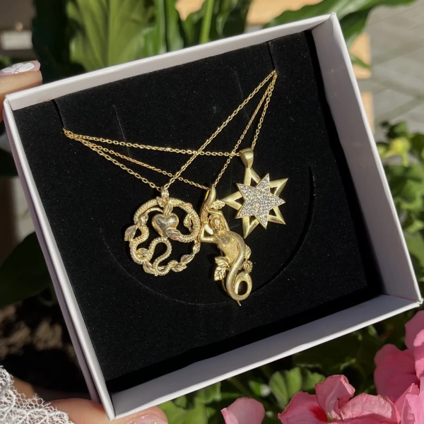 Siren, Yıldız ve Yılan Kolye Kombini I 925 Gümüş