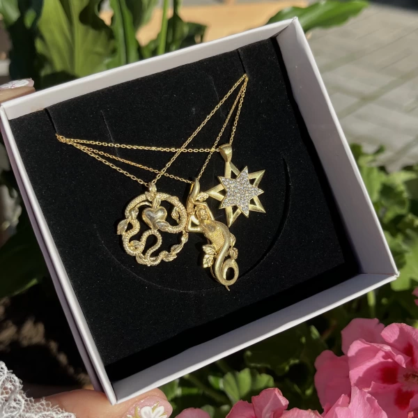 Siren, Yıldız ve Yılan Kolye Kombini I 925 Gümüş