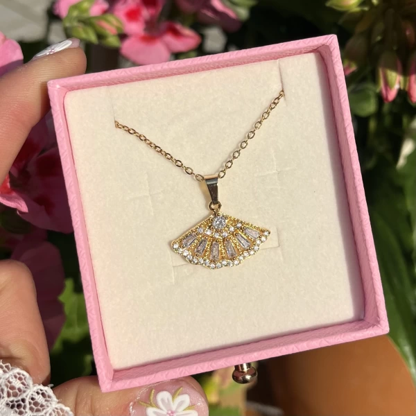 Yelpaze Vintage Kolye I Çelik