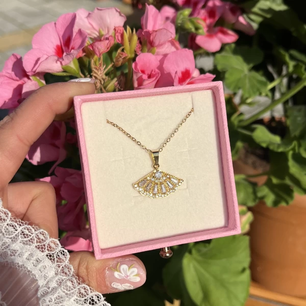Yelpaze Vintage Kolye I Çelik