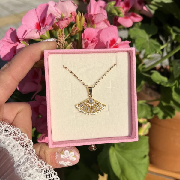 Yelpaze Vintage Kolye I Çelik