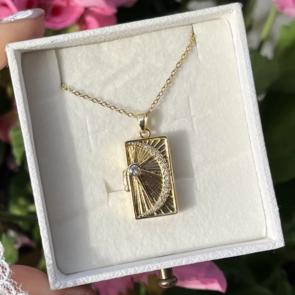 Kapaklı Sunshine Fotoğraflı Kolye I Çelik