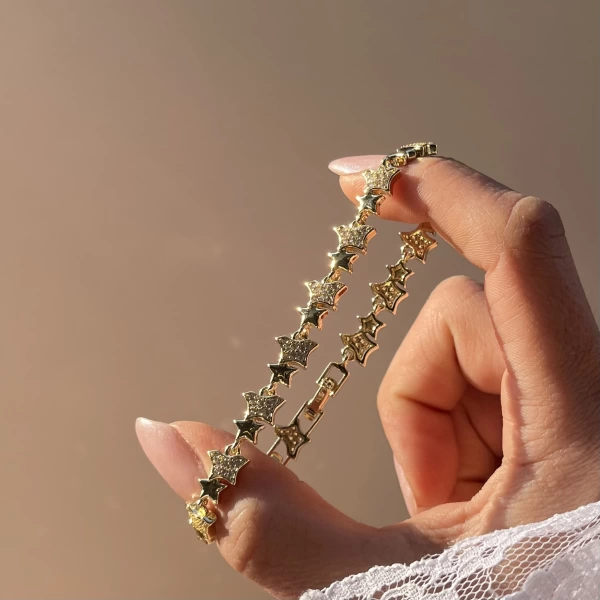 Yıldızlı Vintage Bileklik I 14K Altın Kaplama