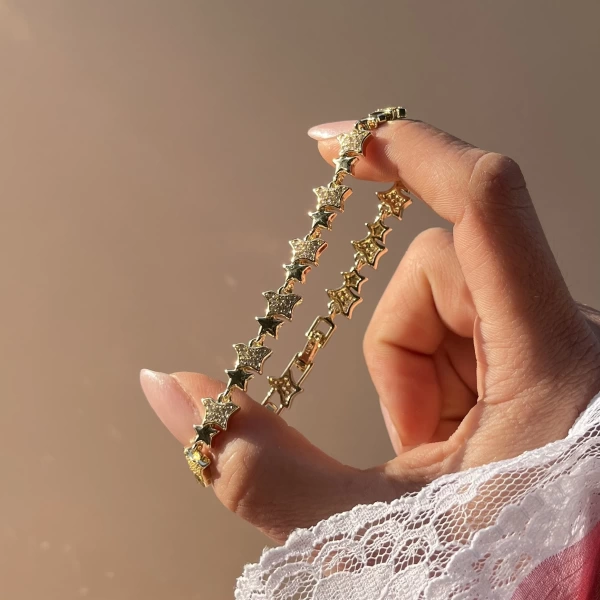 Yıldızlı Vintage Bileklik I 14K Altın Kaplama