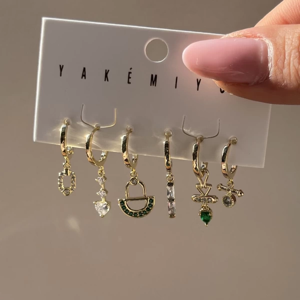 Yeşil ve Motifli Küpe Takımı I Xuping