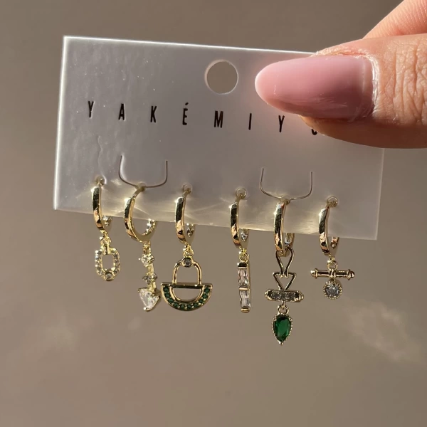 Yeşil ve Motifli Küpe Takımı I Xuping