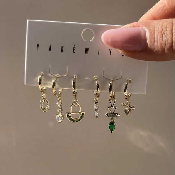 Yeşil ve Motifli Küpe Takımı I Xuping