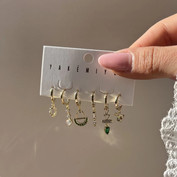 Yeşil ve Motifli Küpe Takımı I Xuping
