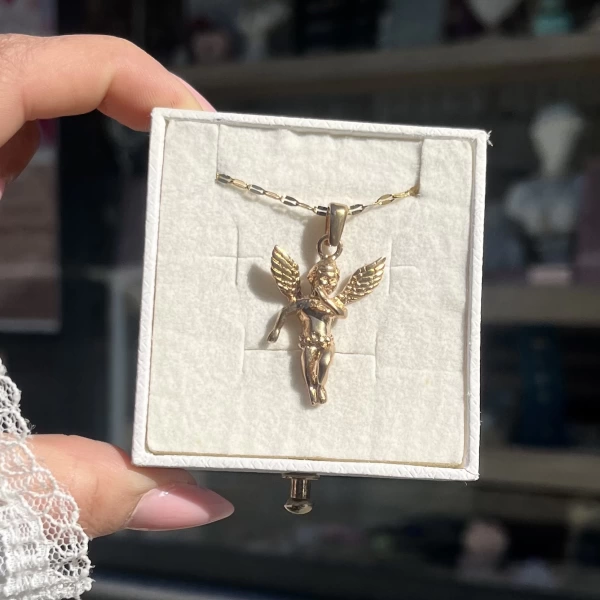 Melek Vintage Kolye I Ham Pirinç