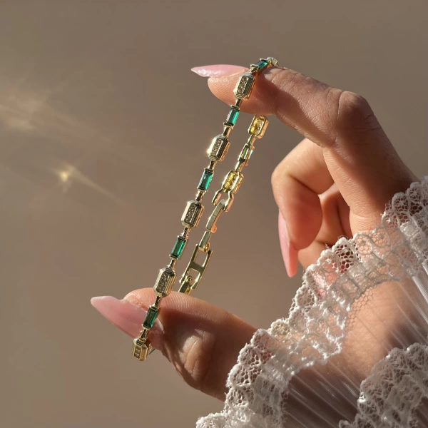 Yeşil Almira Vintage Bileklik I 14K Altın Kaplama