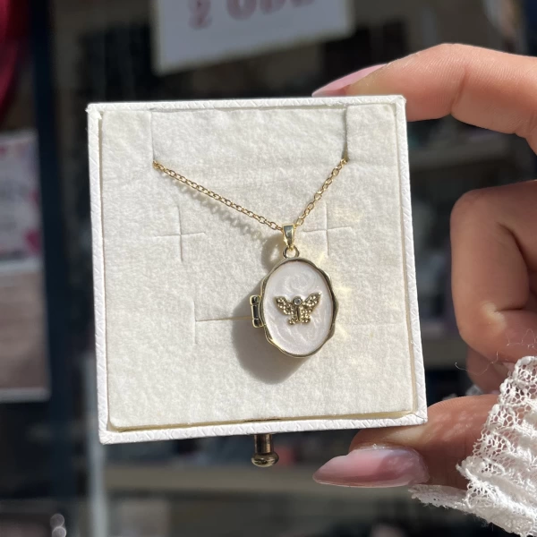 Aynalı Kapaklı Melek Kolye I Çelik