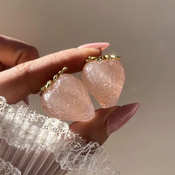 Pembe Çilek Küpe I Çelik
