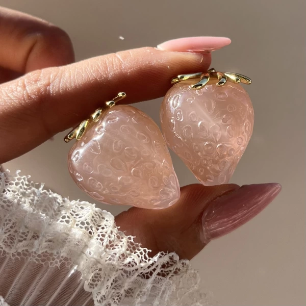 Pembe Çilek Küpe I Çelik
