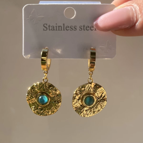 Yeşil Vintage Küpe I Çelik