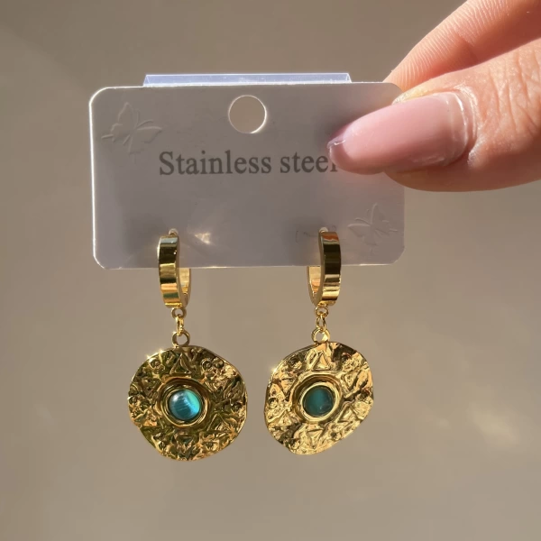 Yeşil Vintage Küpe I Çelik
