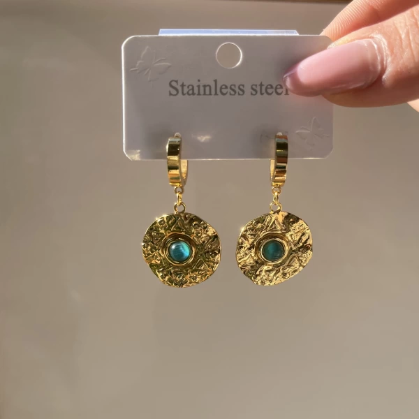 Yeşil Vintage Küpe I Çelik