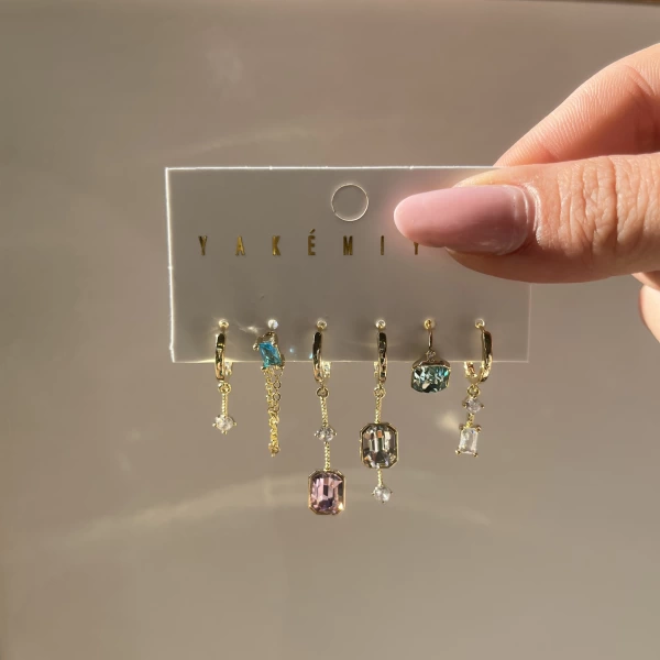 Renkli Taşlı 6LI Küpe Takımı I Xuping