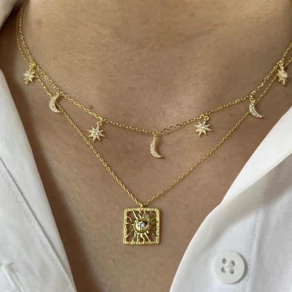 Gökyüzü Motifli Choker Kolye I 925 Gümüş