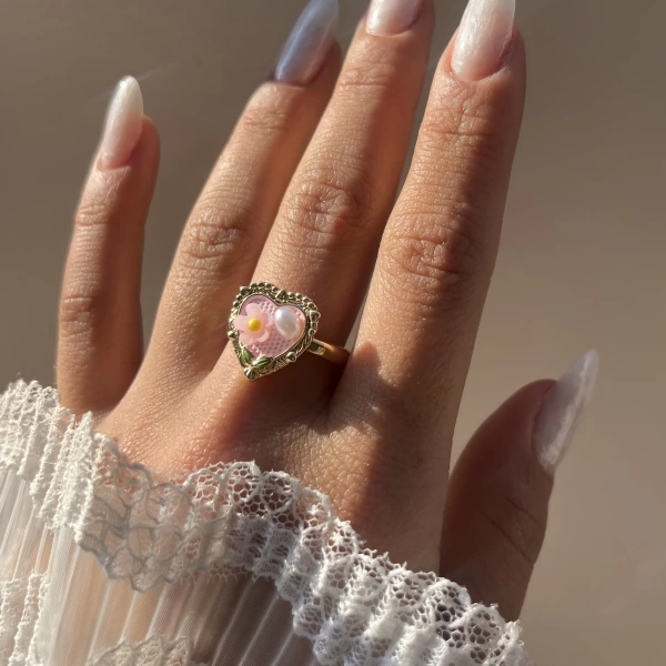 Pembe Kalp Sanat Yüzük