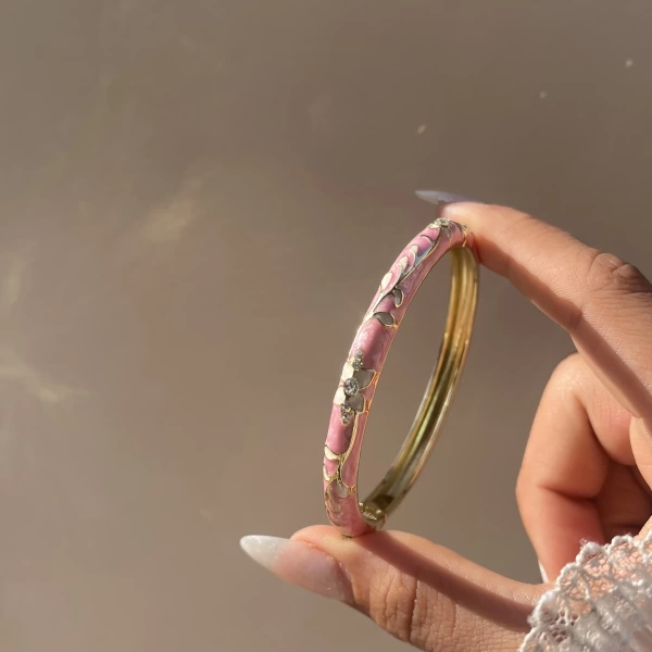Pastel Pembe Beyaz Mineli Bilezik