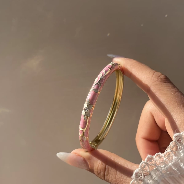 Pastel Pembe Beyaz Mineli Bilezik