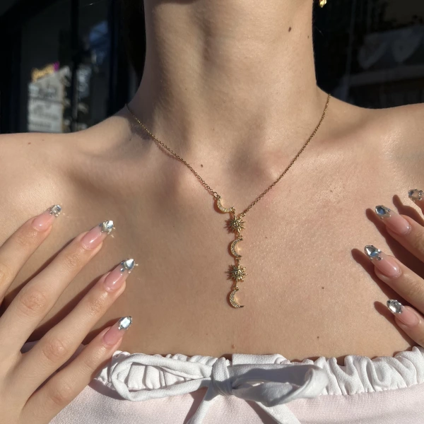 Hilal ve Kutup Yıldızı Y Kolye