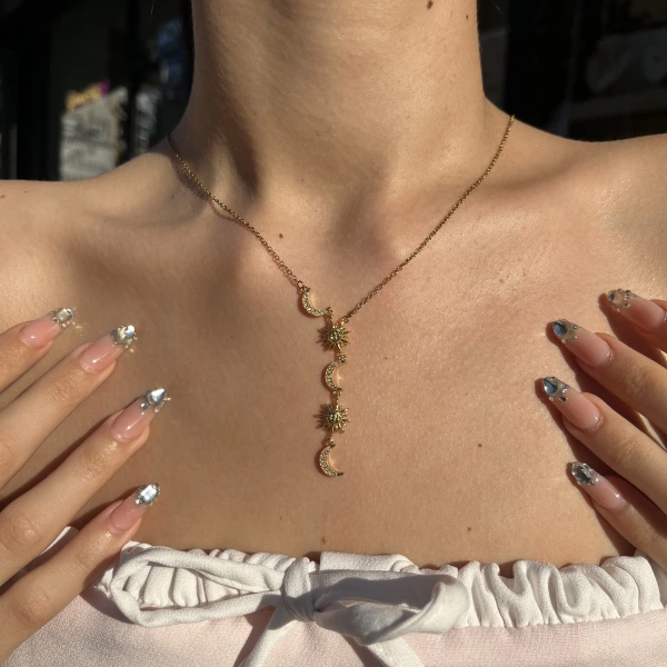 Hilal ve Kutup Yıldızı Y Kolye