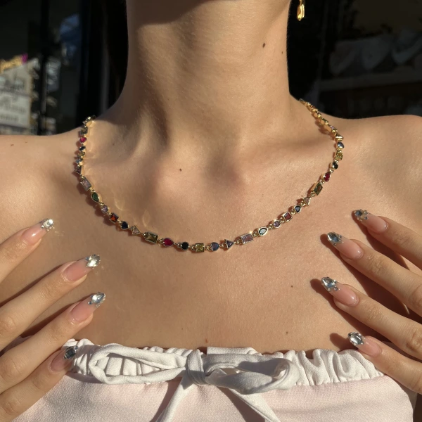 Renkli Geo Choker Kolye