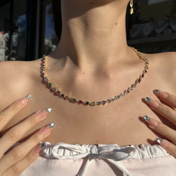 Renkli Geo Choker Kolye