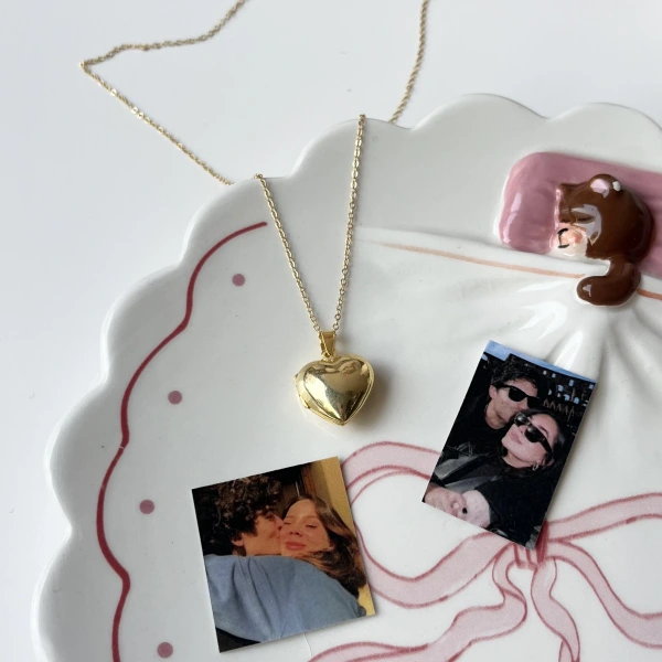 Kalp Şeklinde Fotoğraflı Kolye