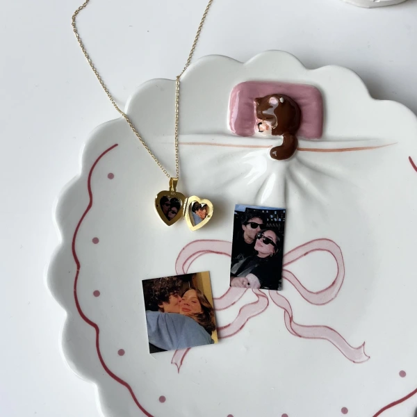 Kalp Şeklinde Fotoğraflı Kolye