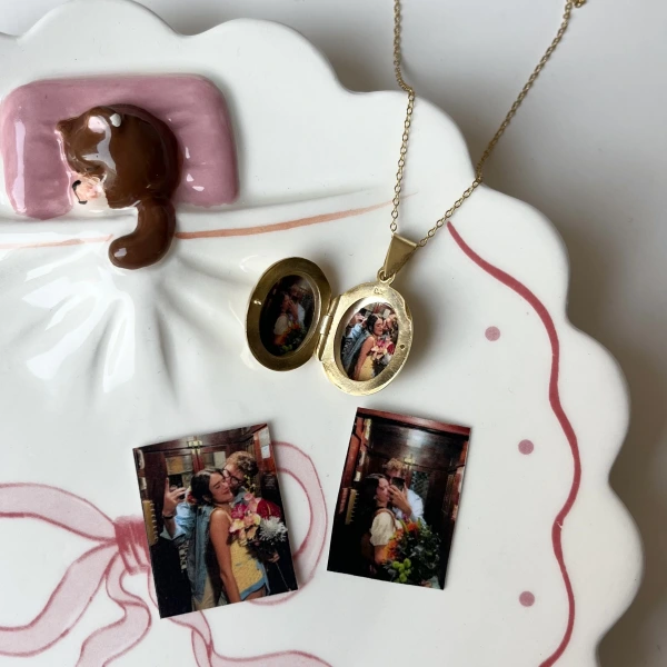 Oval Fotoğraflı Kolye