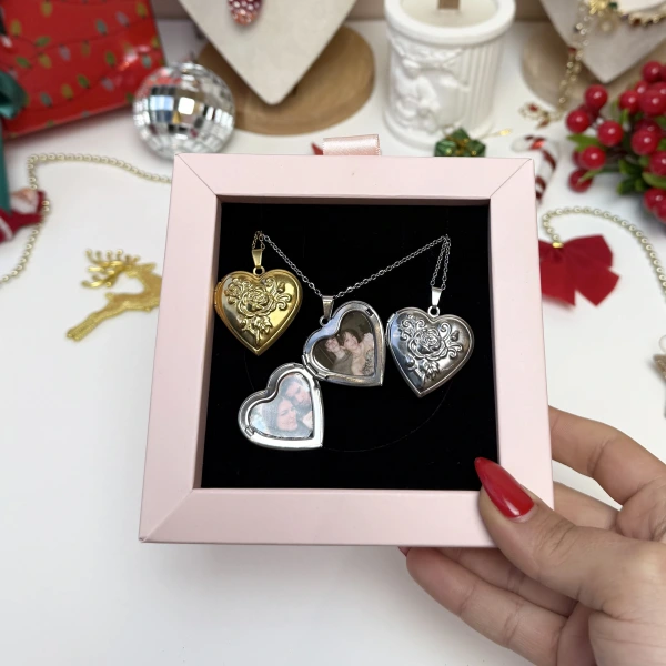 Yılbaşı Paketi 3 Çiçekli Fotoğraflı Kolye