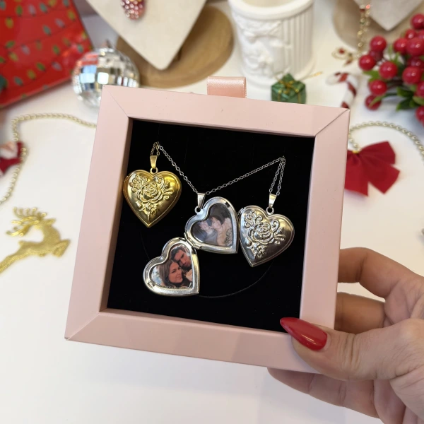 Yılbaşı Paketi 3 Çiçekli Fotoğraflı Kolye