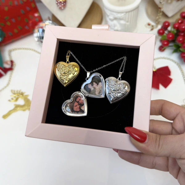Yılbaşı Paketi 3 Çiçekli Fotoğraflı Kolye