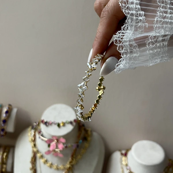 Karo Baget Taşlı Kelepçe Bileklik