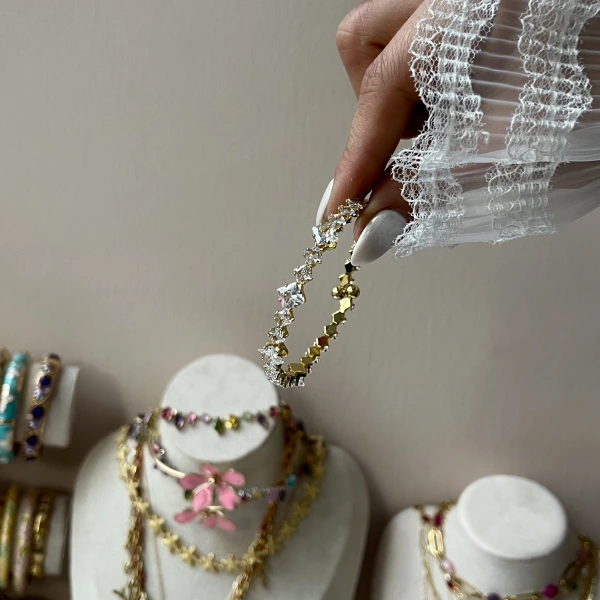 Karo Baget Taşlı Kelepçe Bileklik