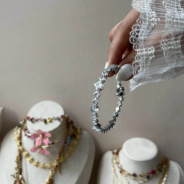 Karo Baget Taşlı Kelepçe Bileklik