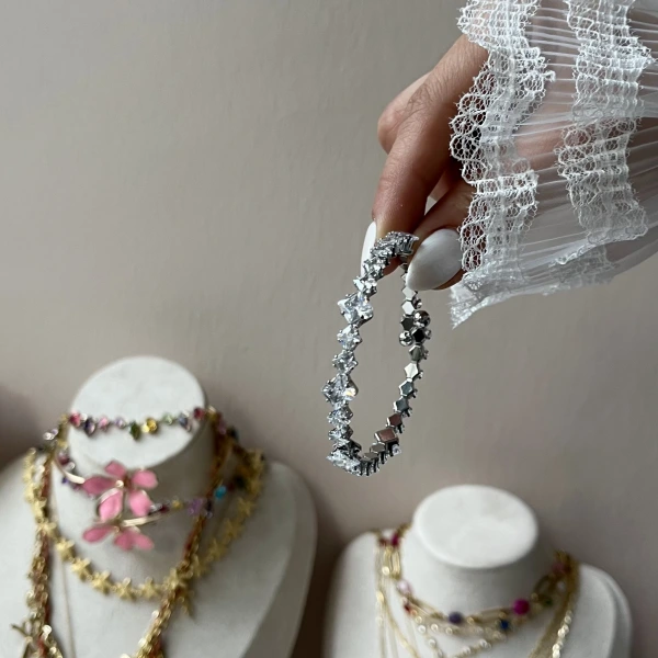 Karo Baget Taşlı Kelepçe Bileklik