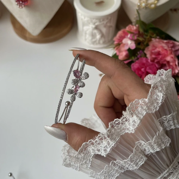 Prenses Çiçekli Kelepçe Bileklik