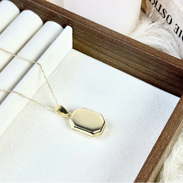 Sekizgen Fotoğraflı Kolye