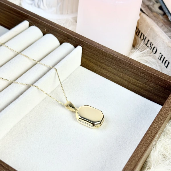 Sekizgen Fotoğraflı Kolye