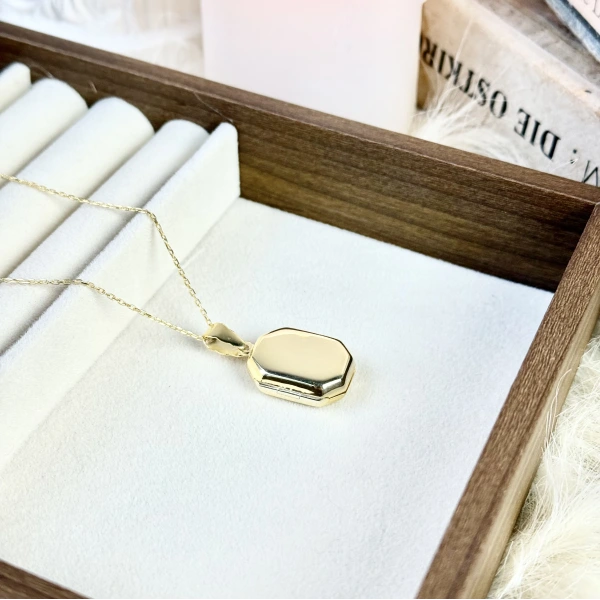 Sekizgen Fotoğraflı Kolye