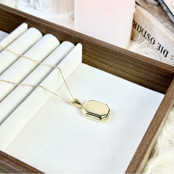 Sekizgen Fotoğraflı Kolye